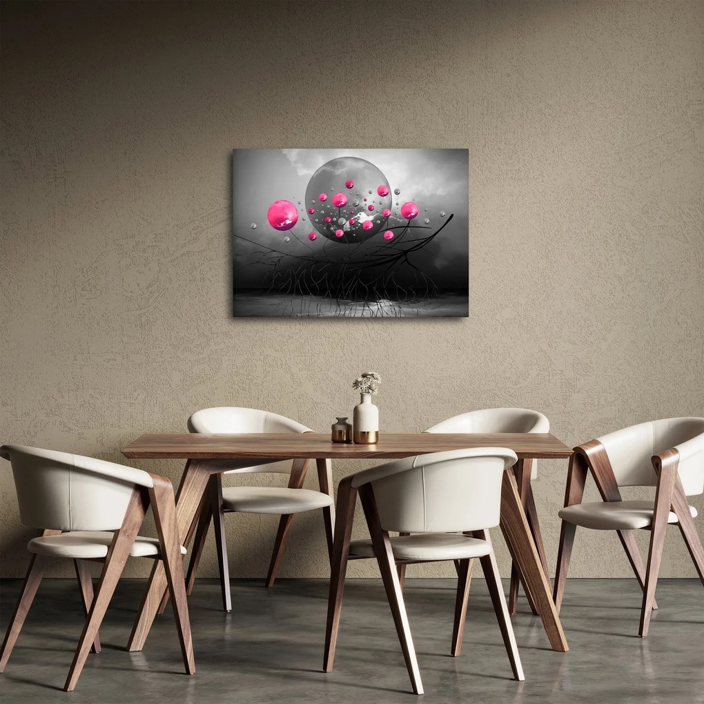 Obraz ružových abstraktných gulí (70x50 cm)