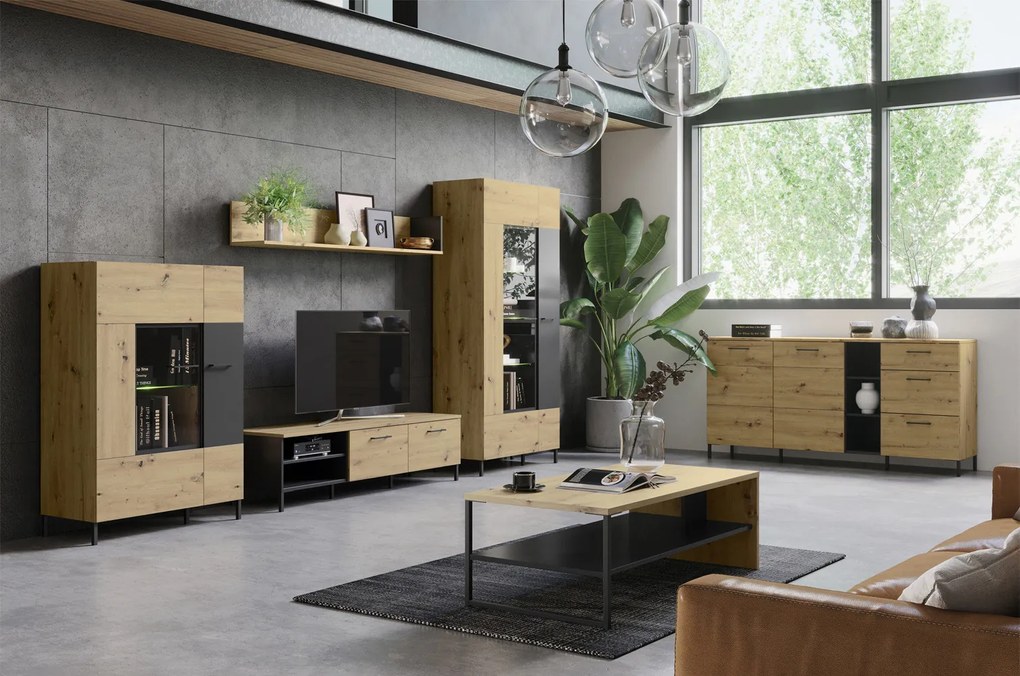 Konferenční stolek Lucas II 41 120 cm dub Artisan/černý