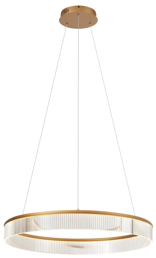 Moderné závesné svietidlo mosadzné 78 cm vrátane LED s 3-stupňovým stmievaním - Anello Chandelier