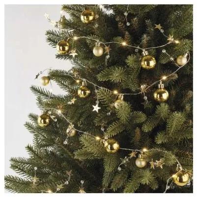 LED vianočné girlanda Zlaté gule s hviezdami 1,9 m teplá biela