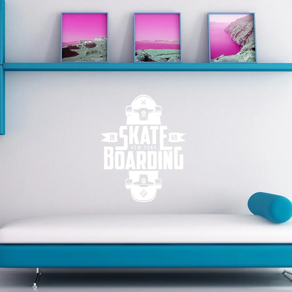Veselá Stena Samolepka na stenu na stenu Skateboarding Farba: černá