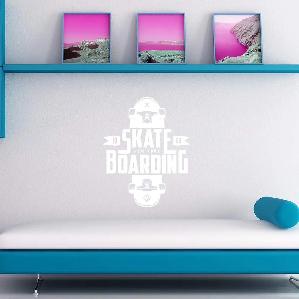 Veselá Stena Samolepka Skateboarding Farba: žlutá, Veľkosť: 40 x 32 cm