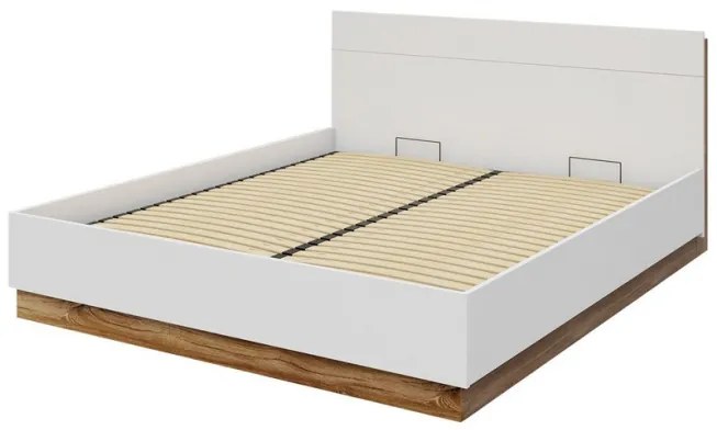 Manželská posteľ s LED osvetlením 180x200 KASTEV - biela / dub stirling
