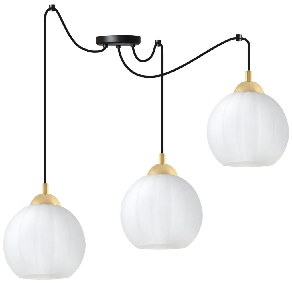 Závesné svietidlo Costa Spider, 3x biele sklenené tienidlo, b/g