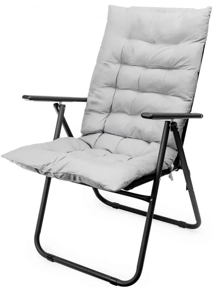 Platinet Skladacia kempingová stolička s matracom čierna/šedá PCC1047 + PCM1047