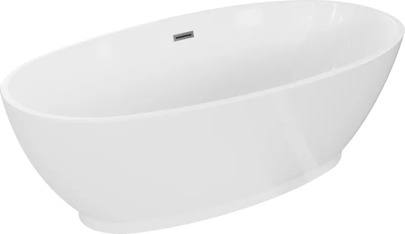 Mexen Bilbao, voľne stojaca vaňa 180 x 90 cm, biela, brúsený grafit prepad, 51311809000-95