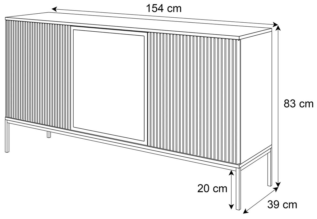 Komoda ADRIENNE s LED osvetlením kašmír 154cm
