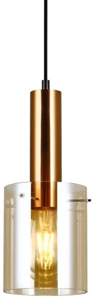 ITALUX PND-5581-1-BRO+AMB - Luster na lanku SARDO 1xE27/40W/230V čierna/mosadz