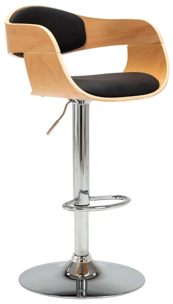 vidaXL Barová stolička čierna ohýbané drevo a umelá koža