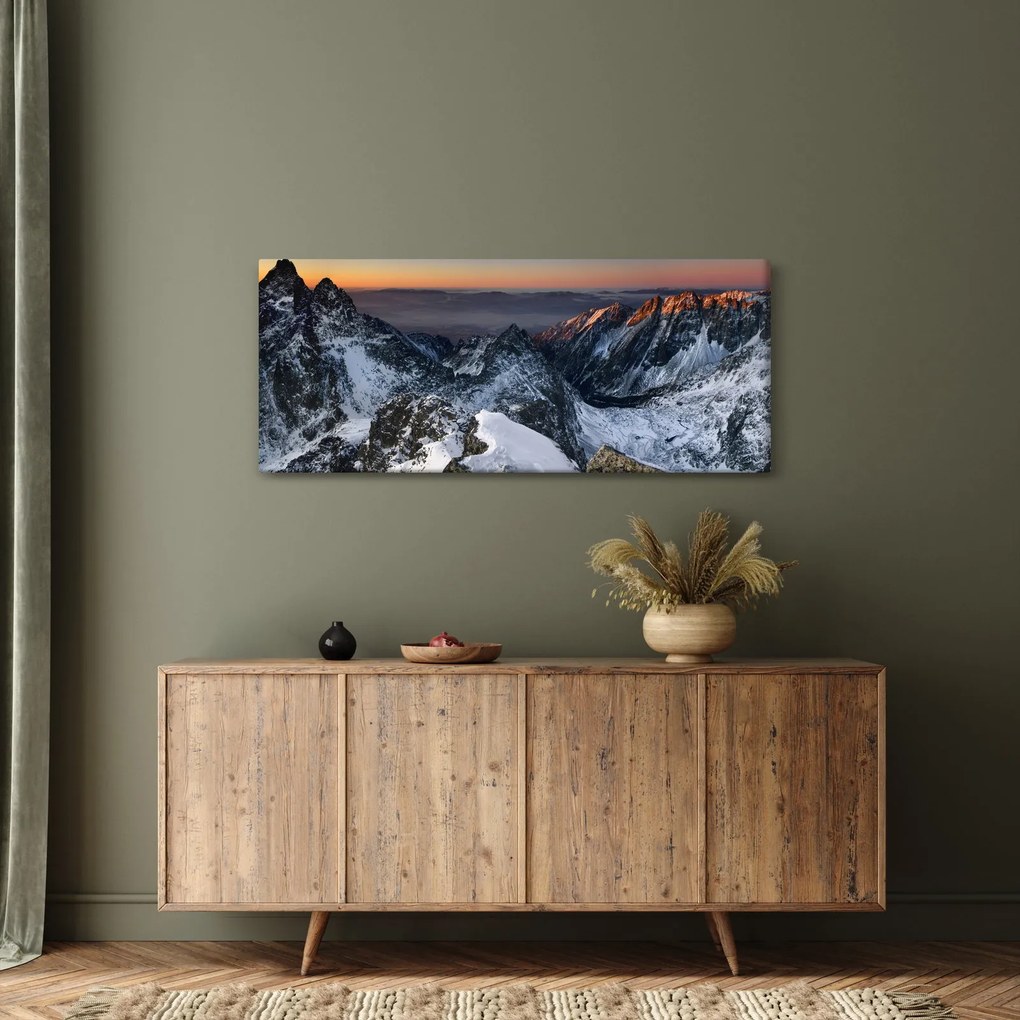 Obraz - Východ slnka v horách (120x50 cm)