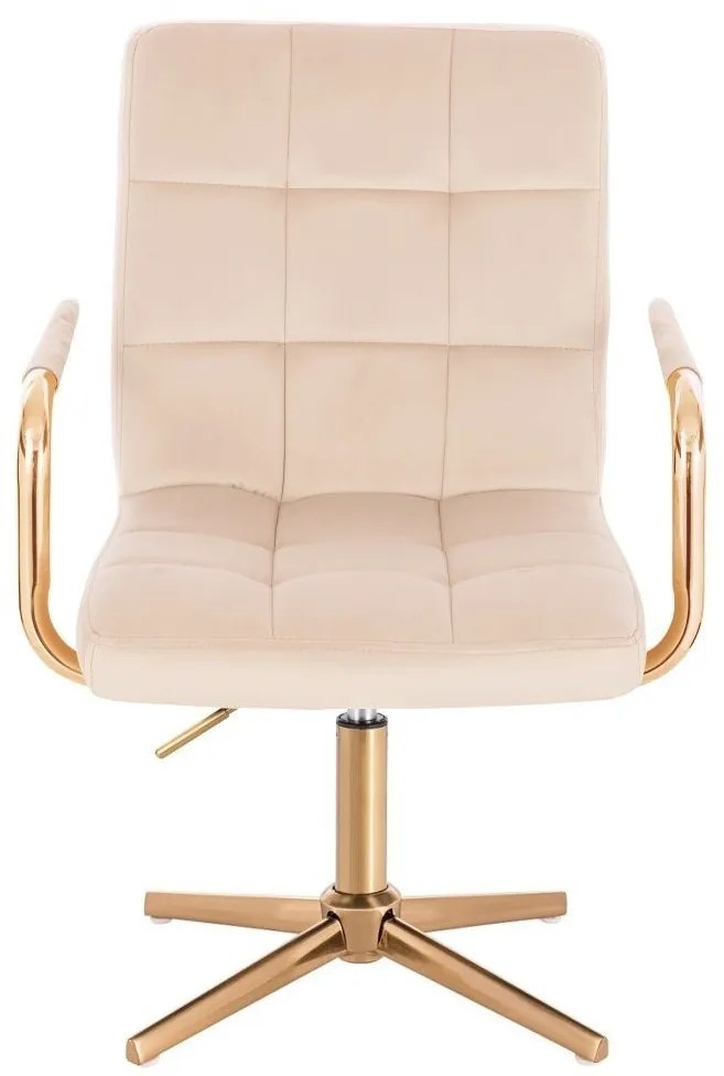 LuxuryForm DESIGN Otočná stolička VERONA GOLD VELUR na zlatom kríži - krémová