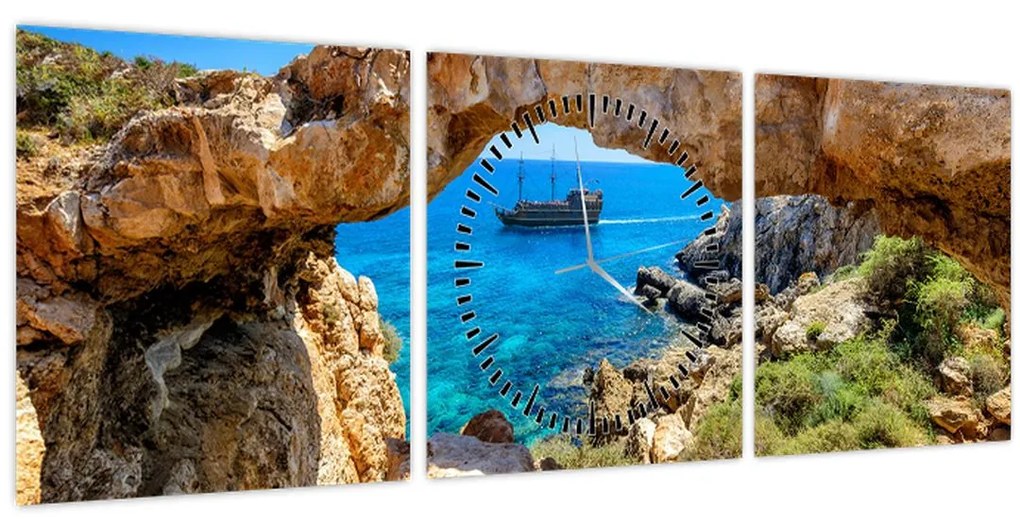 Obraz - Cape Greco (s hodinami) (90x30 cm)