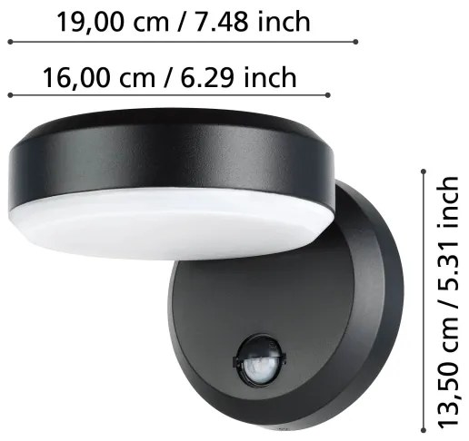 Eglo 900674 - LED Vonkajšie nástenné svietidlo so senzorom FORNACI 10,8/230V IP44