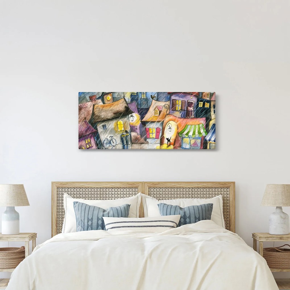 Obraz - Daždivý večer (120x50 cm)