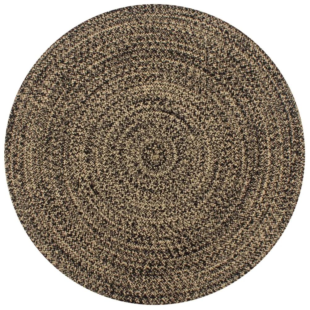 vidaXL Ručne vyrobený jutový koberec čierny a prírodný 90 cm