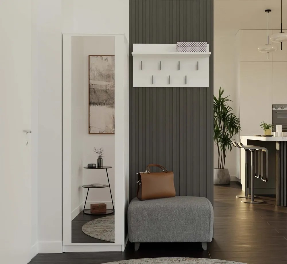 Šatní skříň Malwa 50 cm se zrcadlem bílá