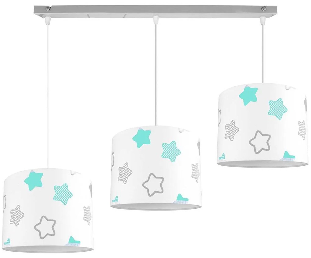 Detské závesné svietidlo Cone, 3x textilné tienidlo so vzorom (výber zo 6 farieb), (výber z 2 farieb konštrukcie)