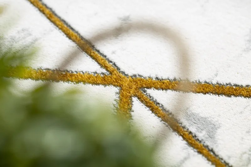 Dywany Łuszczów, Kusový koberec Emerald geometric 1012 cream and gold kruh, 120x120 (priemer) kruh, biela, obývacia izba