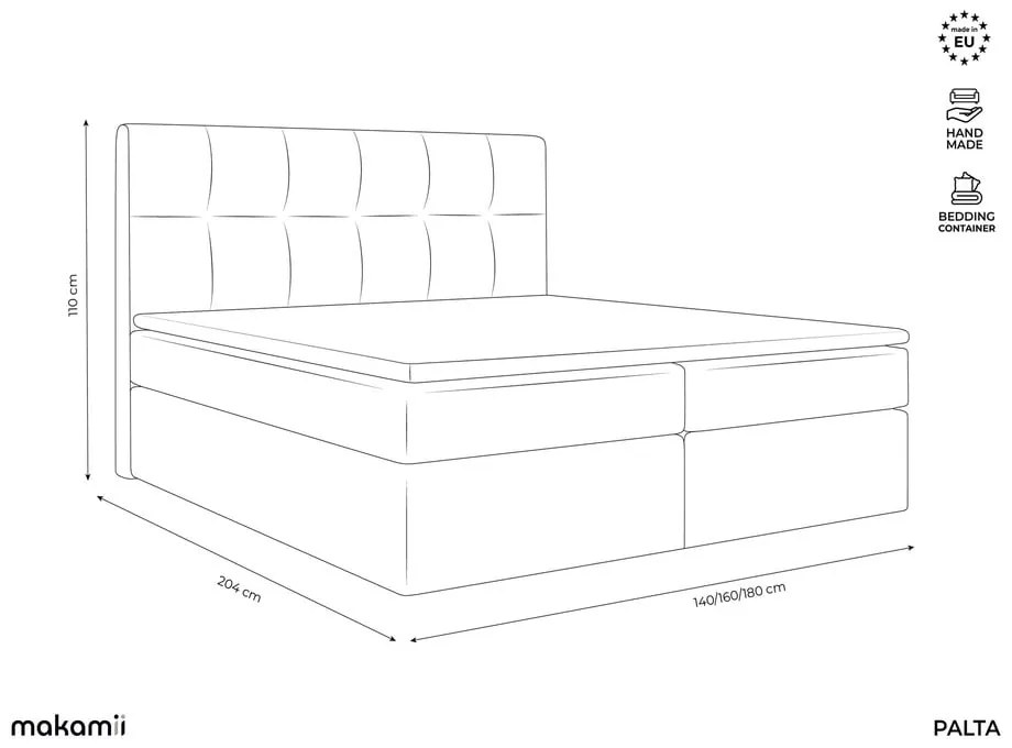 Krémovobiela boxspring posteľ s úložným priestorom 180x200 cm Palta – Makamii