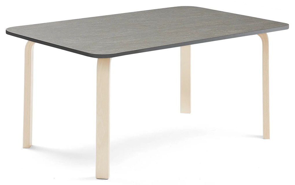Stôl ELTON, 1400x800x590 mm, linoleum - tmavošedá, breza