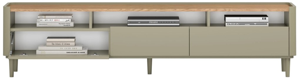 TV skrinka Elivo 200 cm na nožičkách - eukalyptus / dub baltic dune