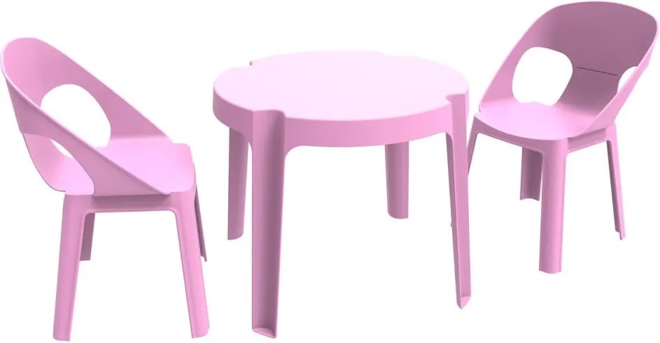 Ružový detský záhradný set 1 stola a 2 stoličiek Resol Julieta