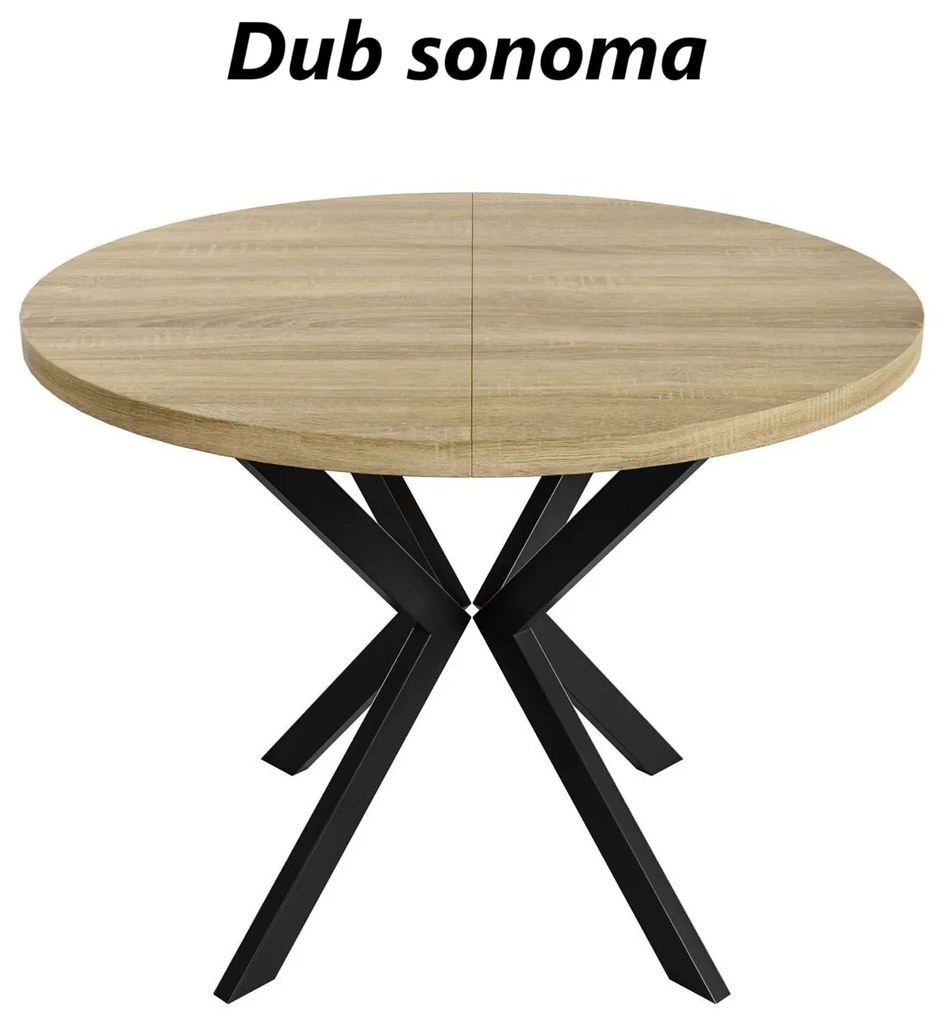 Okrúhly rozkladací jedálensky stôl MARION PLUS 100cm - 176cm Kominácia stola: tmavý betón - kašmírové nohy