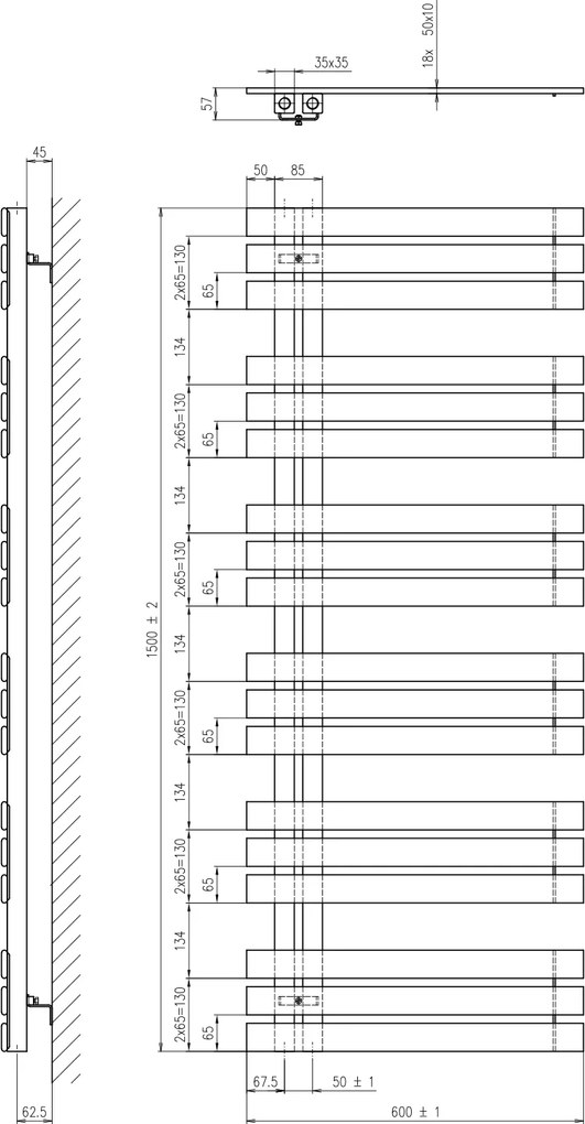 Sapho Sapho, SILVANA vykurovacie teleso 600x1500mm, agila mat, IR156A