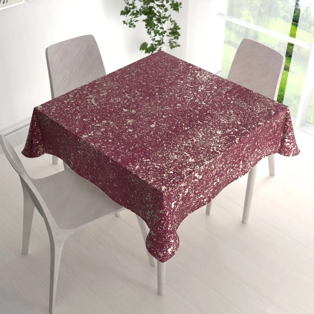 Biante Zamatový štvorcový obrus Isabela IBL-006 Gold Design vínový 60x60 cm