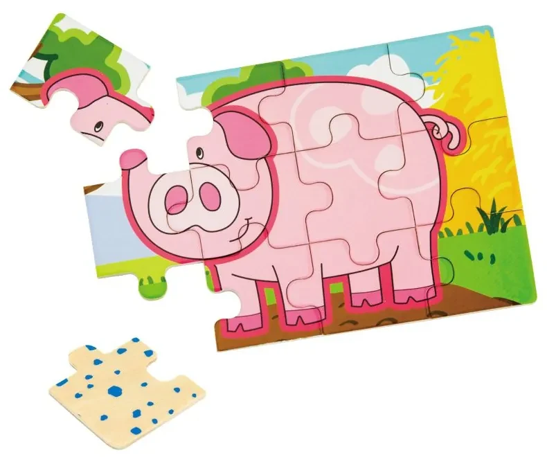 Viga drevené puzzle - farma