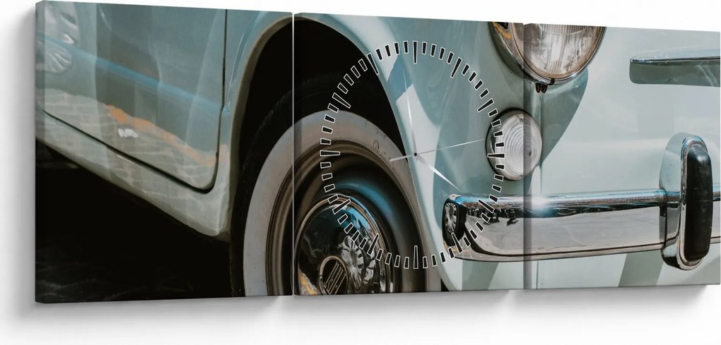Obraz - Retro auto Fiat (s hodinami) (90x30 cm)