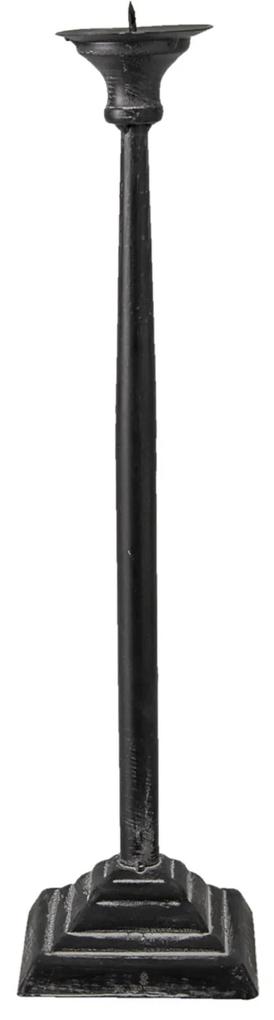 Kovový čierny svietnik s patinou Tilly - Ø  10*31 cm