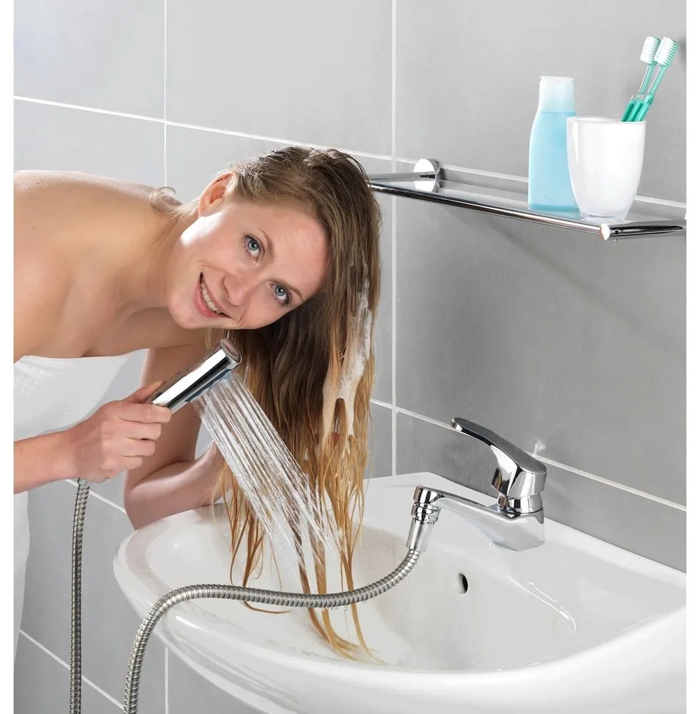 Sprchová hadica k umývadlu s dvojitým nástenným držiakom Wenko