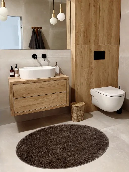 Kúpeľňový koberček SYNERGY glamour / lurex, hnedý kruh