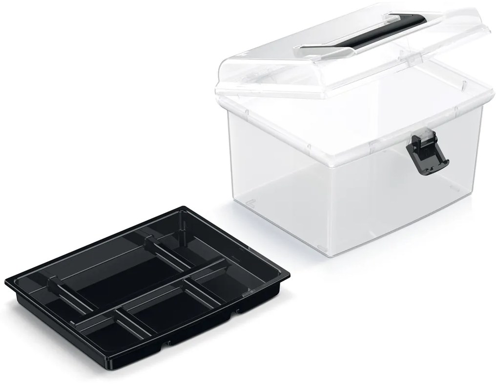 Plastový úložný box NUF1HT - priehľadná / čierna