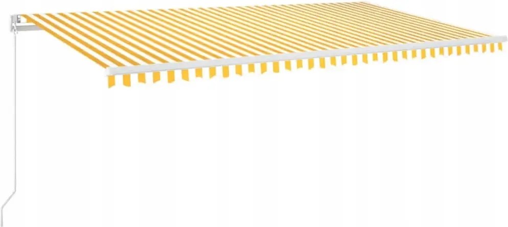 vidaXL Ručne rolovateľná markíza s Led, 600 x 300 cm, žlto-biela