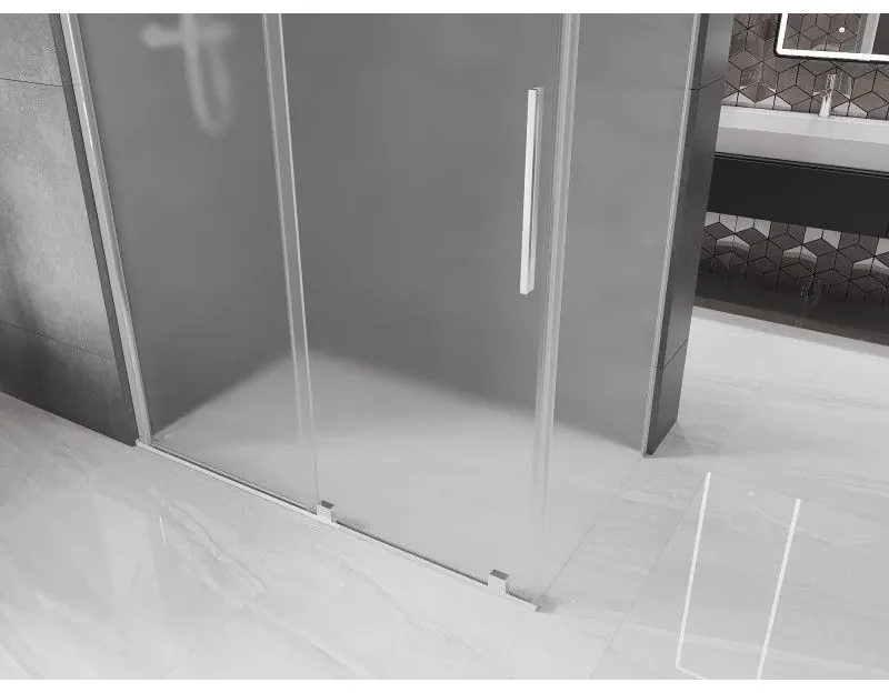 Mexen Velar, sprchový kút s posuvnými dverami 140 x 85 cm, 8mm sklo námraza, chrómová, 871-140-085-31-01