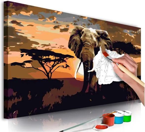 DIY set na tvorbu vlastného obrazu na plátne Artgeist Elephant Africa, 80 × 40 cm