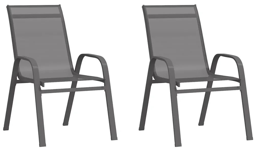 vidaXL Stohovateľné záhradné stoličky 2 ks sivé textilénová látka