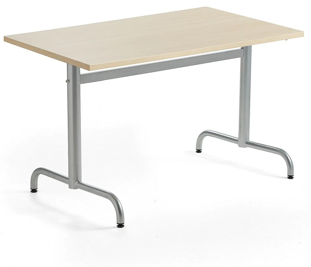 Stôl PLURAL, 1200x800x720 mm, HPL - breza, strieborná