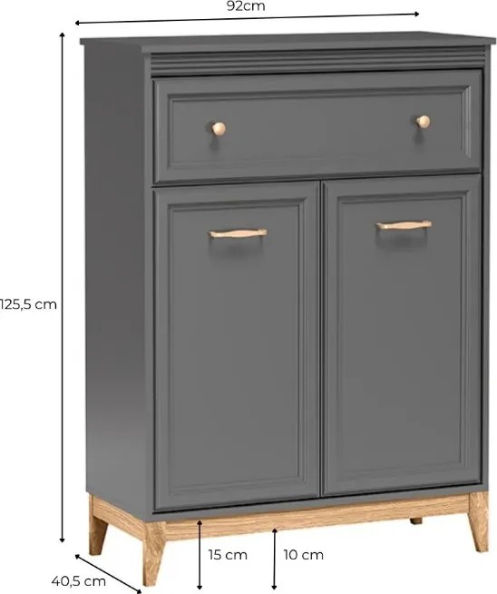 Moderná komoda ARLIN diamantovo sivá 92 cm