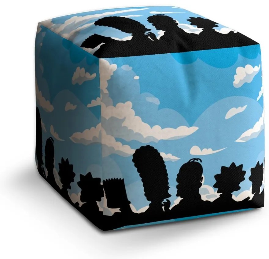 Taburet Cube Cartoon 2, modrá / čierna