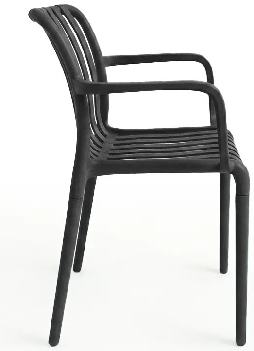 Plastová stolička TREGO s opierkami, antracitová