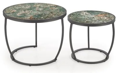 Súprava 2 ks konferenčných stolíkov AURORO, zelená/antracit