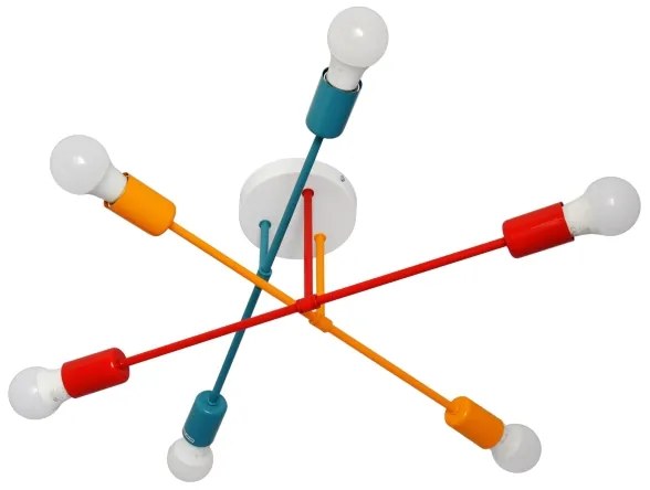 Prisadený luster CAMBRIDGE 6xE27/20W/230V modrá/červená/oranžová