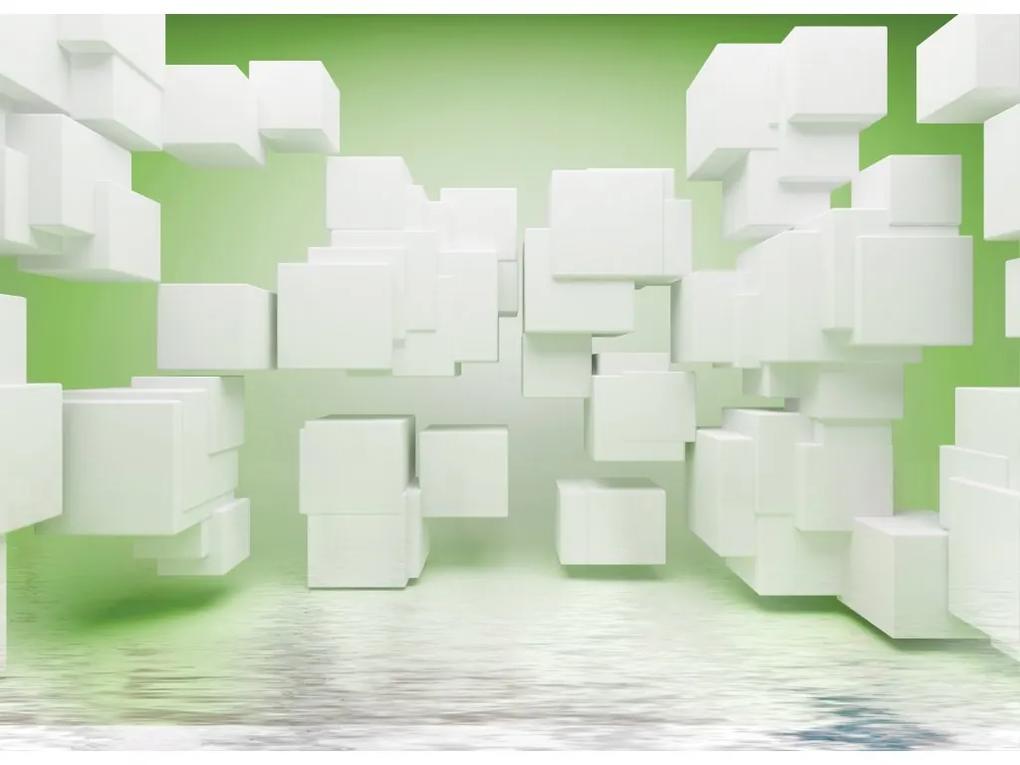 3D tapeta na stenu 3D white cubes