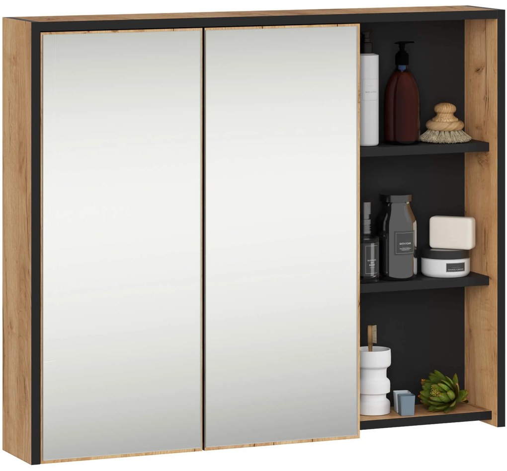 Závesná kúpeľňová skrinka so zrkadlom VAMI 90 cm - výber z 6 prevedení