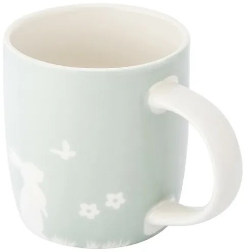 Altom Porcelánový hrnček Zajac s motýľom, 360 ml, zelená