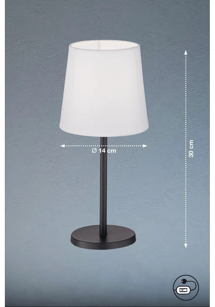 Čierno-biela stolová lampa s textilným tienidlom (výška 30 cm) Eve – Fischer &amp; Honsel