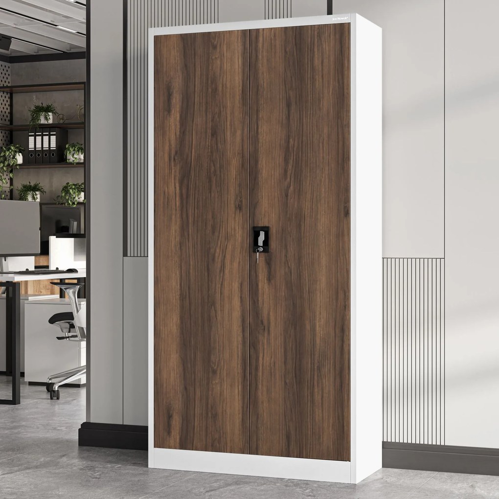 Kancelárska skriňa na dokumenty biela / orech: Eco Design JAN 900 x 1850 x 400 mm